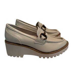SM New York Women's Alix Wedge Loafers Cream Platform Lug Sole Size 7M